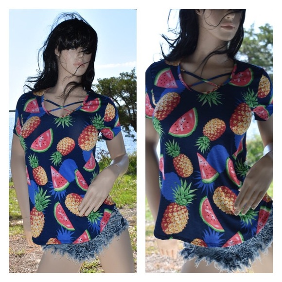 Royal Blue Pineapple & Watermelon Top - Picture 4 of 6
